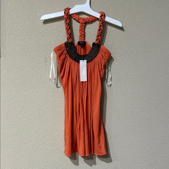 Sky Orange Braided Strap Tank Top - Picture 1 of 4